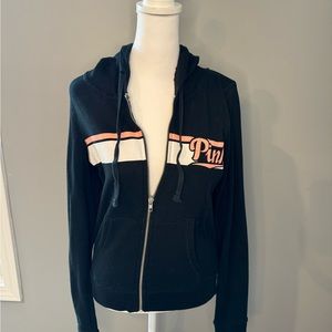 Women’s PINK Victoria Secret black zip up hoodie size small